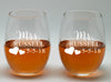 Mr and Mrs wine glasses set,20oz Etched Stemless Wine Glasses for Couples, Perfect Engagement gift,Bridal shower gift, Wedding party, achelorette Party,Anniversary gift