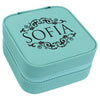 Sofia' Jewelry Organizer Box With Laserable Leatherette, Premium Customized Jwelery Storage Organizer,  Teal Case For Jwelery