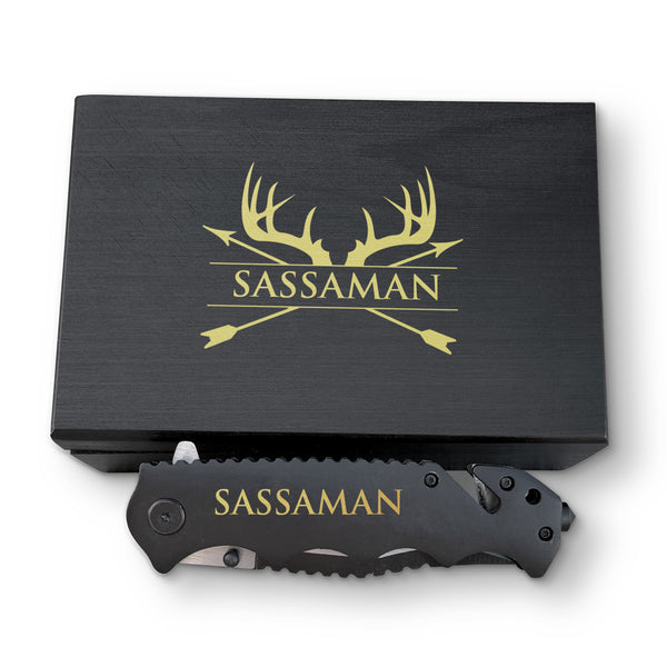 Premium Personalized Knife with Glass Breaker, Multi-Purpose Knife with Engraved Box, 'Saasaman' Engraved Customized Knife, Best Multi-Purpose Knife for Kitchen and Safety Survival
