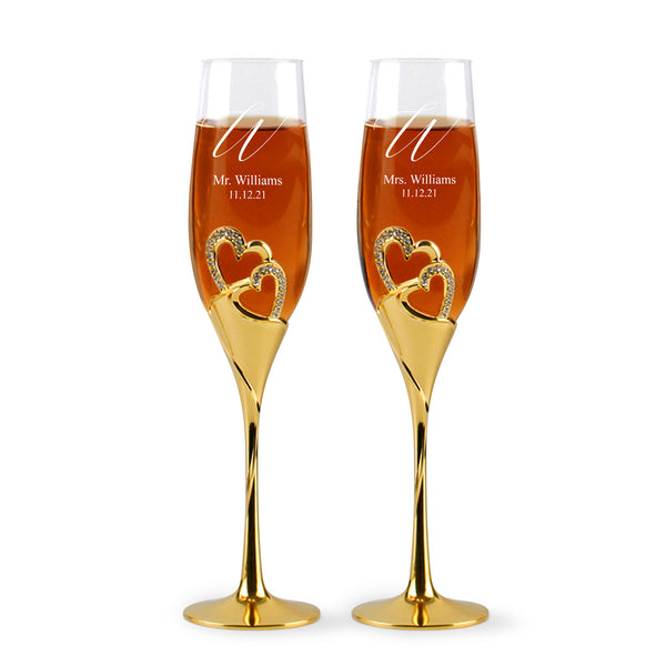 Personalized Heart Decorated Flutes