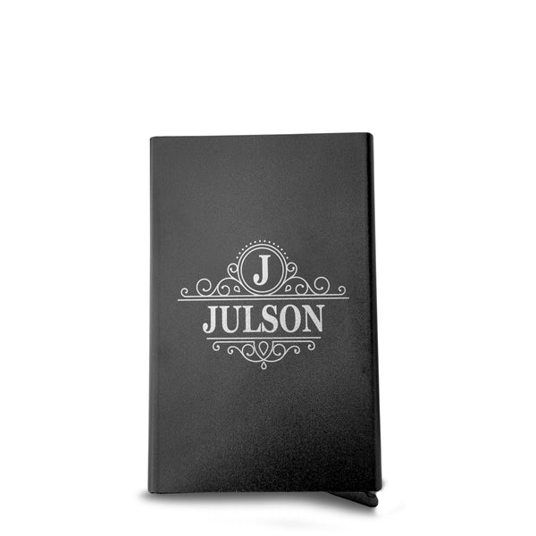 Personalized Credit Card Metal Wallet - Customized Classic Name Engraved Wallet for Son - Wallet Shield for Credit Cards - Best Wallet for Men