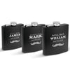 Krezy Case Set of 3 Customized Black Matte Flasks - Groomsmen Gift - Personalized Engraved -Wedding Gift Custom engraved flask