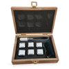 Personalized Whiskey Stone Set, Custom Whiskey Stone Box, Stainless Steel Ice Cube - Crown Leaf Design
