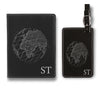 ST Engraved Passport Holder and Luggage Tag, Luxury Leather Luggage Tag and Passport Holder Set, Personalized Card Holder and Luggage Tag with Initials