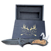 Deer Antlers Design Engraved Pocket Knife, 4.5