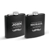 Krezy Case Set of 2 Customized Black Matte Flasks - Groomsmen Gift - Personalized Engraved -Wedding Gift Custom engraved flask