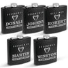 Set of 5 Flask, Groom,Bestman, Groomsman, Bachelor Party Gift, Stainless Steel Hip Black matt , Personalized Flask,Grooms Gifts, Tuxedo Flask