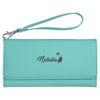 Natalia Personalized Teal Wallet, Custom Wallet For Women, Engraved Ladies Purse With Long Zipper, Best Custom Clutches For Women