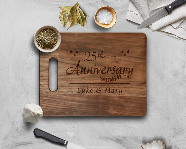 Krezy Case Walnut Cutting Board Customized Walnut Chopping Wedding 25th Anniversary Gift Engraved, 11.5x8.75 inch size