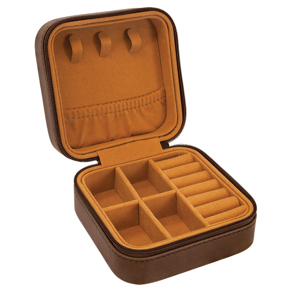 Premium Jwelery Organizer Box For Ladies, Ruby Jewelry Travel Case, Dark Brown Customizable Travel Box For Ladies, Engraved Jwelery Box for Women