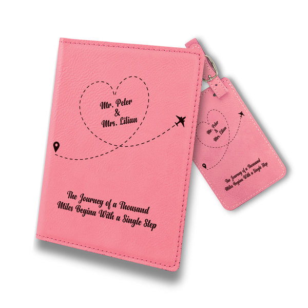 Personalized Passport Cover, Travel Essentials, Personalized Passport Cover with Luggage Tag, Engraved Quote Design Passport Set, Leather Passport Holder