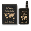 Travel Quote Personalized Passport Set, Premium Leather Passport Holder Cover Case For Men and Women, Custom Passport Cover Case, Luggage Tag