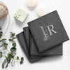 Raymond Design Initial Text Custom Coasters, Customized Set Of 4 Slate Coasters, Perfect Housewarming Gift, Slate Coasters, Customized Coasters For Gift