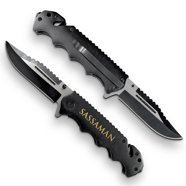 Premium Personalized Knife with Glass Breaker, Multi-Purpose Knife with Engraved Box, 'Saasaman' Engraved Customized Knife, Best Multi-Purpose Knife for Kitchen and Safety Survival
