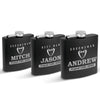 Set of 3 Flask, Groom,Bestman, Groomsman,  Stainless Steel Hip Black matt , Personalized Flask,Grooms Gifts ,Tuxedo Flask
