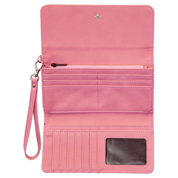 Pink Leathertte Women Wallet, Premium Wristlet Purse For Women, Best Customizable Women Purse, Engraved Wallet For Her