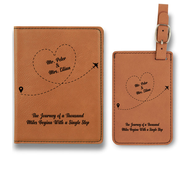 Personalized Passport Cover, Travel Essentials, Personalized Passport Cover with Luggage Tag, Engraved Quote Design Passport Set, Leather Passport Holder
