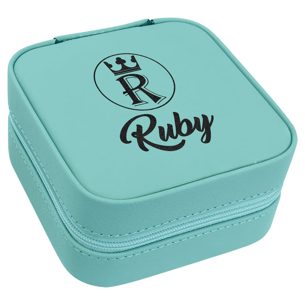 Premium Jwelery Organizer Box For Ladies, Ruby Jewelry Travel Case,  Teal Customizable Travel Box For Ladies, Engraved Teal Jwelery Box for Women