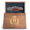 Stainless Steel Pocket Folding Knife + Customized Wooden Handle for Hunting, Camping, Fishing, Hiking, Outdoor Activities