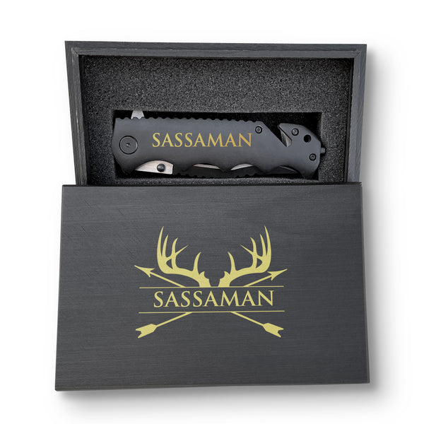 Premium Personalized Knife with Glass Breaker, Multi-Purpose Knife with Engraved Box, 'Saasaman' Engraved Customized Knife, Best Multi-Purpose Knife for Kitchen and Safety Survival