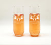 The Hunt is over flutes, Couple Flutes, Wedding Gift, Bridal party Champagne Glasses, Customize Wedding Flutes, Bridal Shower Champagne Brunch, Brunch Party Stemless Champagne flutes