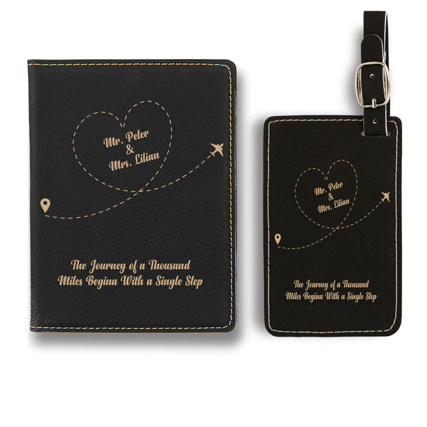 Personalized Passport Cover, Travel Essentials, Personalized Passport Cover with Luggage Tag, Engraved Quote Design Passport Set, Leather Passport Holder