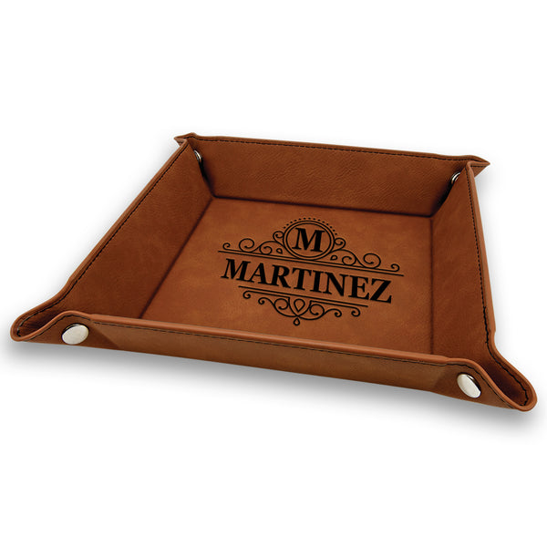 Premium Engraved Leather Valet Tray, Engraved Leather Valet Tray, Krazy Case Leather Jewelry, Catchall Jewelry Tray, Personalized Leather Catchall