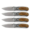 Personalized Pocket Knife with wood box set of 4, Pocket Knife For Hiking, Engraved Pocket Knife With Wood Handle And Box, Customized camping Knife for groomsmen