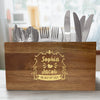 Personalized Wedding Badge Caddy - Wooden Utensil Storage box - Utensil Organizer