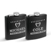 Set of 2 Flask, Groom,Bestman, Groomsman, Bachelor Party Gift, Stainless Steel Hip Black matt , Personalized Flask,Grooms Gifts,Tuxedo Flask