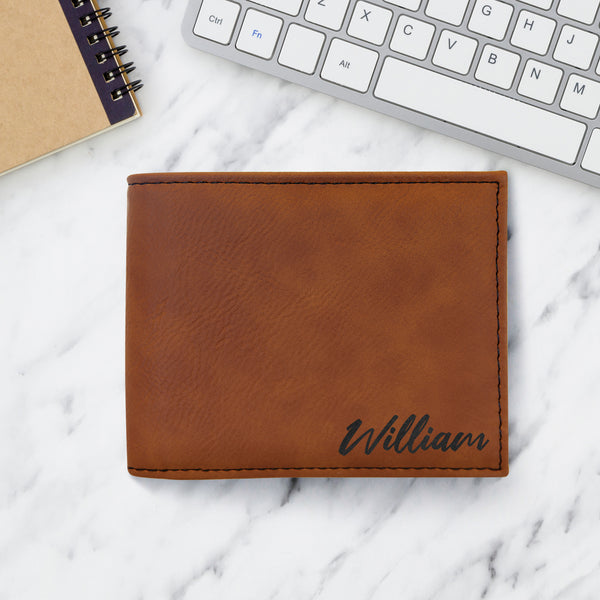 Elegant Personalized Men Names Bi-Fold Wallet For Men, Laserable Leatherette For Regular Use, Genuine RFID Protected Men's Wallet