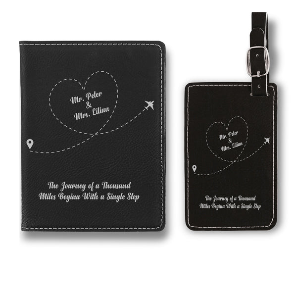 Personalized Passport Cover, Travel Essentials, Personalized Passport Cover with Luggage Tag, Engraved Quote Design Passport Set, Leather Passport Holder